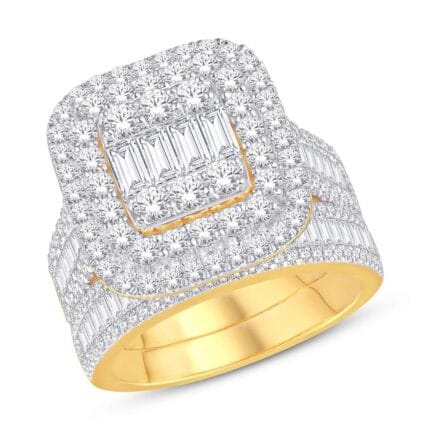 14 Karat Yellow Gold 3.50 Carat Diamonds Cushion Bridal Ring-0525617-YG