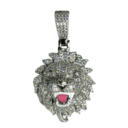 .925 Silver + Moissanite 5ctw Lion head Pendent