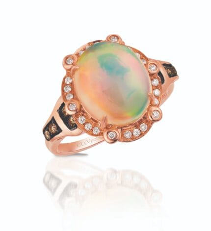 Le Vian Chocolatier� Ring featuring 2 7/8 cts. Neopolitan Opal�, 1/10 cts. Chocolate Diamonds�, 1/8 cts. Vanilla Diamonds� set in 14K Strawberry Gold�