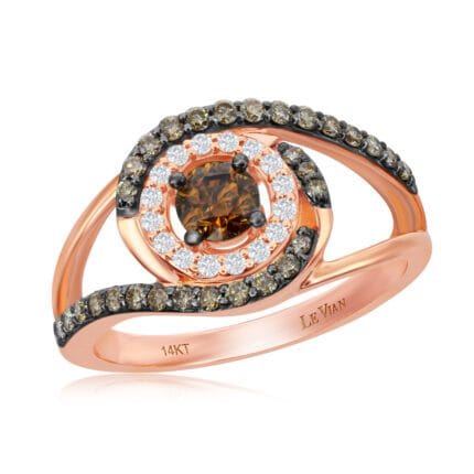 Le Vian Chocolatier� Ring featuring 5/8 cts. Chocolate Diamonds�, 1/10 cts. Vanilla Diamonds� set in 14K Strawberry Gold�