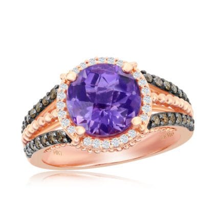 Le Vian Chocolatier� Ring featuring 2  1/2 cts. Grape Amethyst?, 1/3 cts. Chocolate Diamonds�, 1/10 cts. Vanilla Diamonds� set in 14K Strawberry Gold�