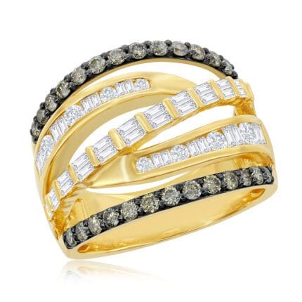 Le Vian Chocolatier� Ring featuring 5/8 cts. Vanilla Diamonds�, 1/2 cts. Chocolate Diamonds� set in 14K Honey Gold�