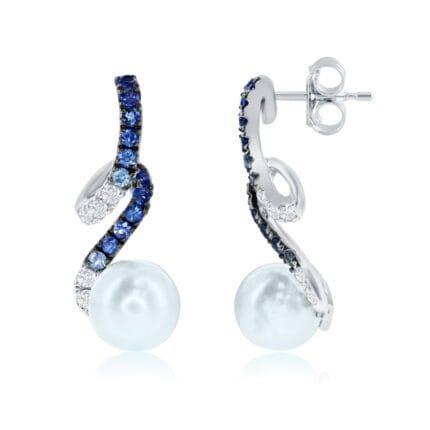 Le Vian Ombre Earrings featuring 3/8 cts. Denim Ombr�, 1/6 cts. White Sapphire, Vanilla Pearls�,  set in 14K Vanilla Gold�