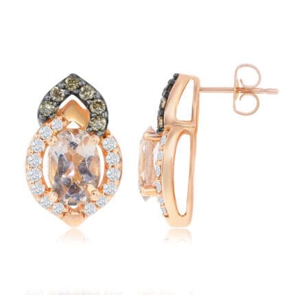 Le Vian Chocolatier� Earrings featuring 5/8 cts. Peach Morganite�, 1/10 cts. Chocolate Diamonds�, 1/8 cts. Vanilla Diamonds� set in 14K Strawberry Gold�