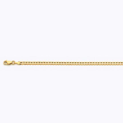 14K 3.5MM YELLOW GOLD SOLID CURB 7" CHAIN BRACELET (AVAILABLE IN LENGTHS 7" - 30")